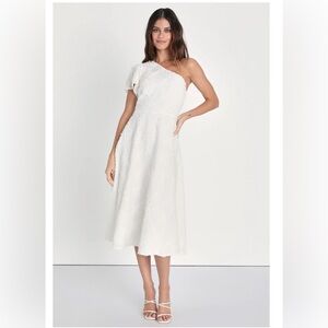 Lulus One Shoulder White Dress, Size Small